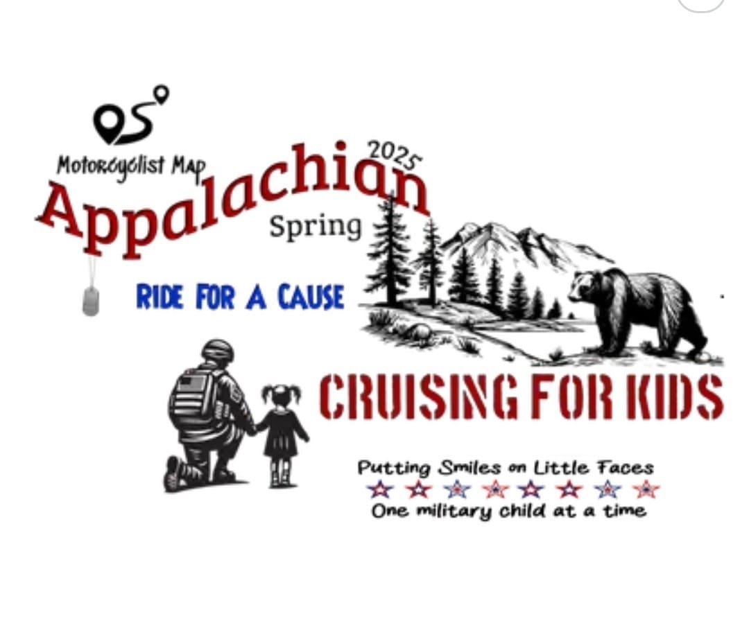 motorcyclicst map 2025 appalachian spring ride for a cause